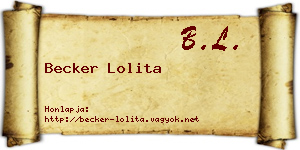 Becker Lolita névjegykártya